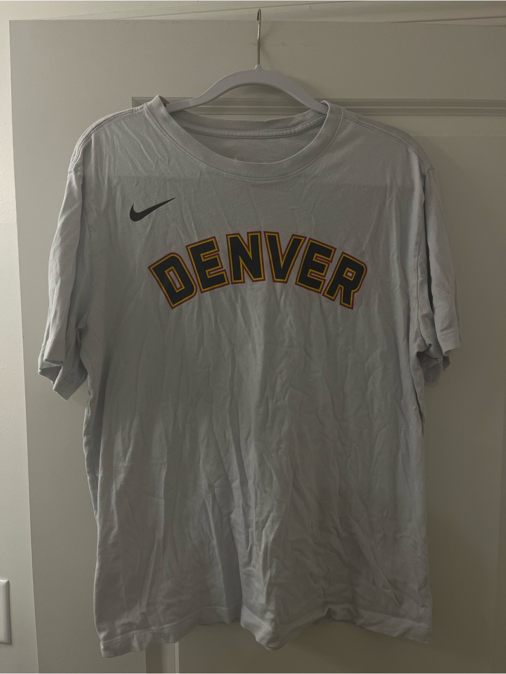 Nike NBA Denver Nuggets Arch Wordmark Graphic T-Shirt light blue